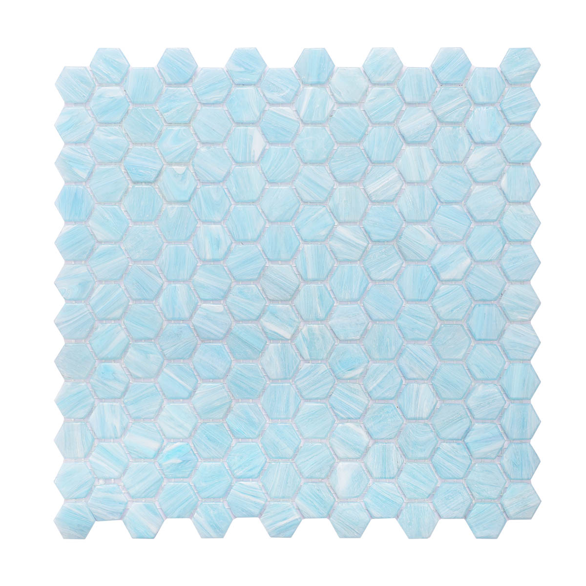 Sky Blue Fired Erath Glass Hexagon Mosaic Tiles