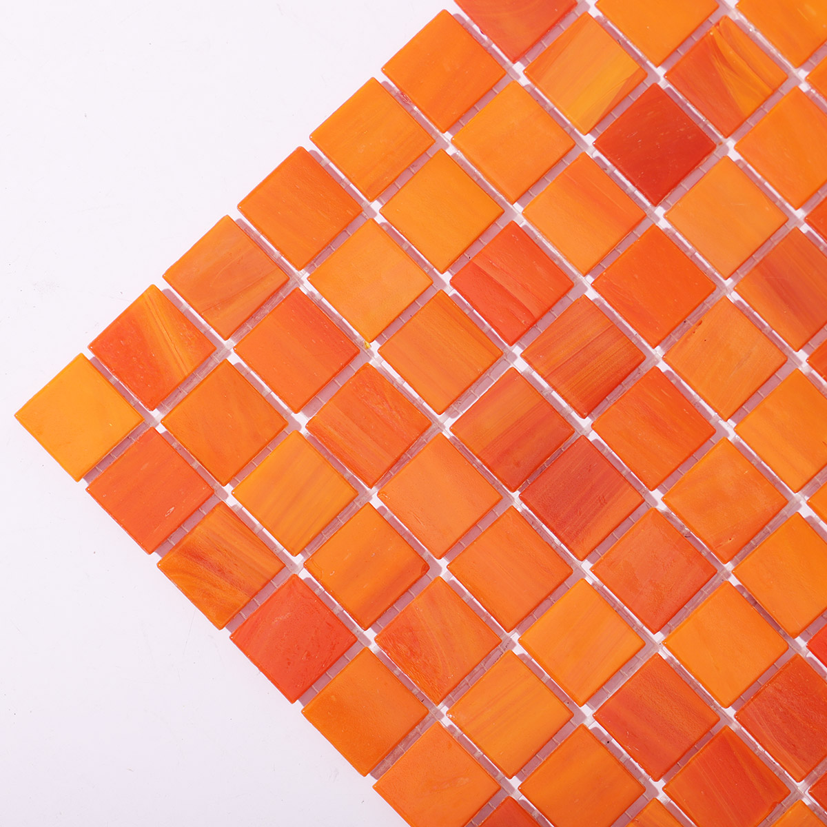 Glossy Fire Orange Glass Mosaic Pool Tiles