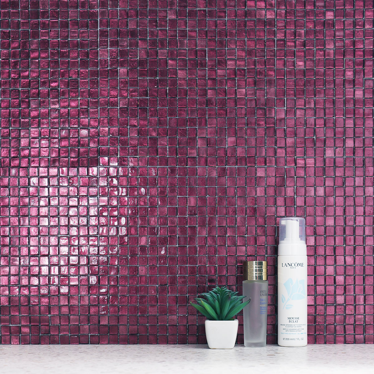 Glossy Purple Foil Glass Mosaic Tiles