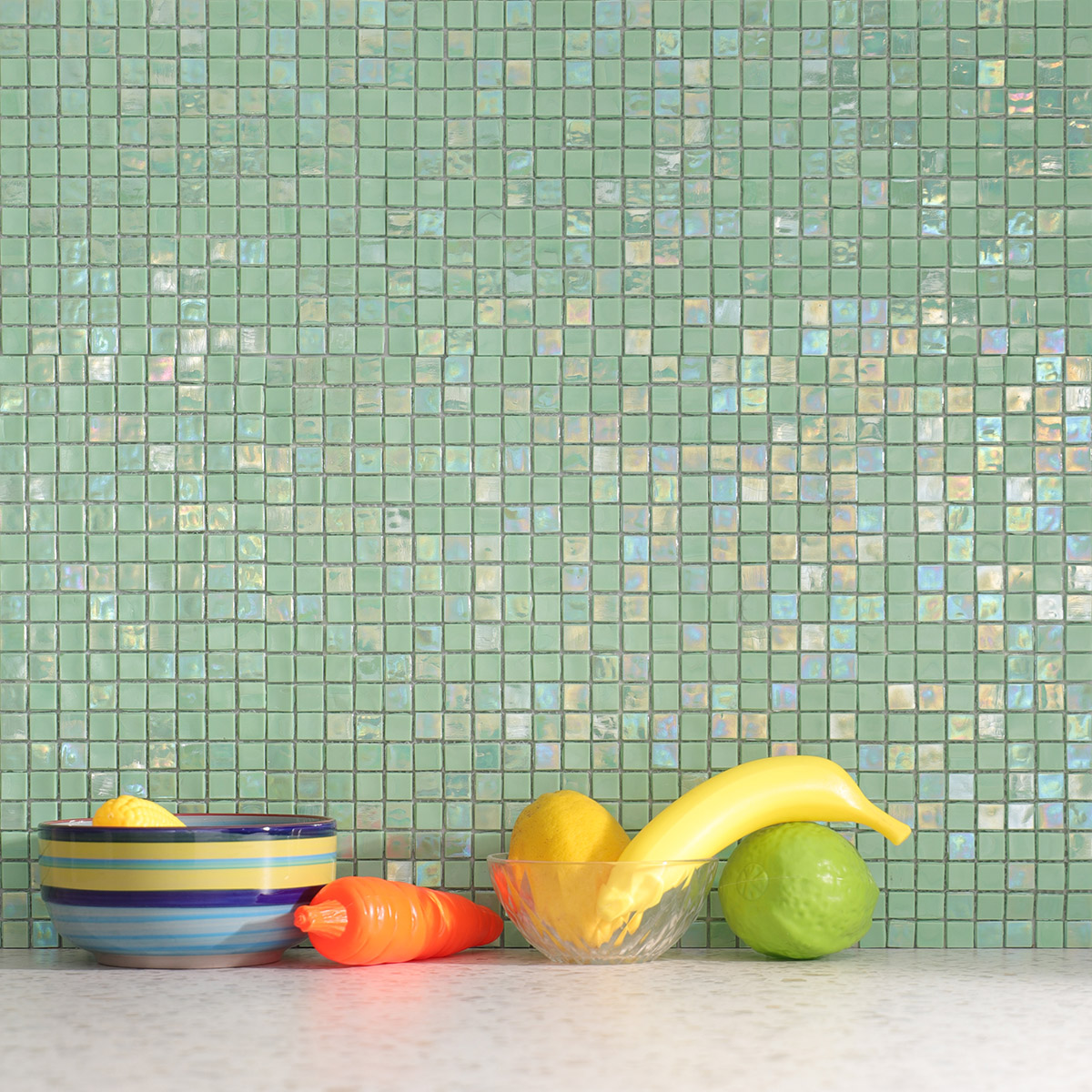 Green Square Glass Mosaic Wall Pool & Floor Tiles
