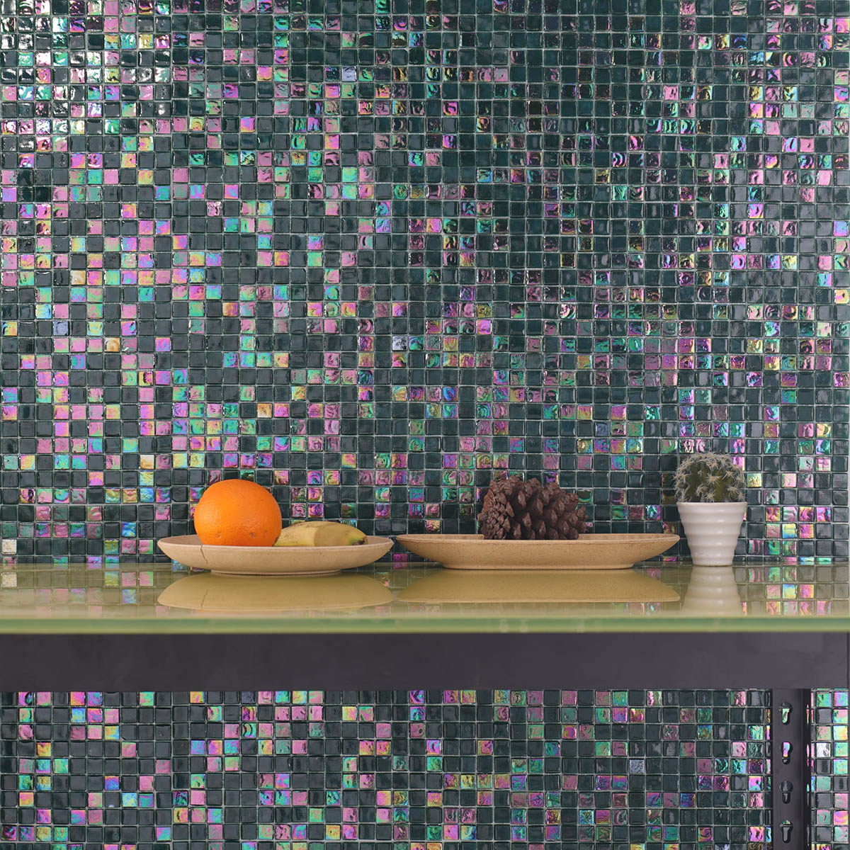  Dark Green Nacreous Glossy Mosaic Tiles 
