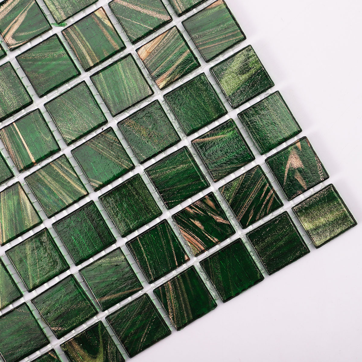 Emerald Green Square Glass Mosaic Tile for Indoor and Outdoor