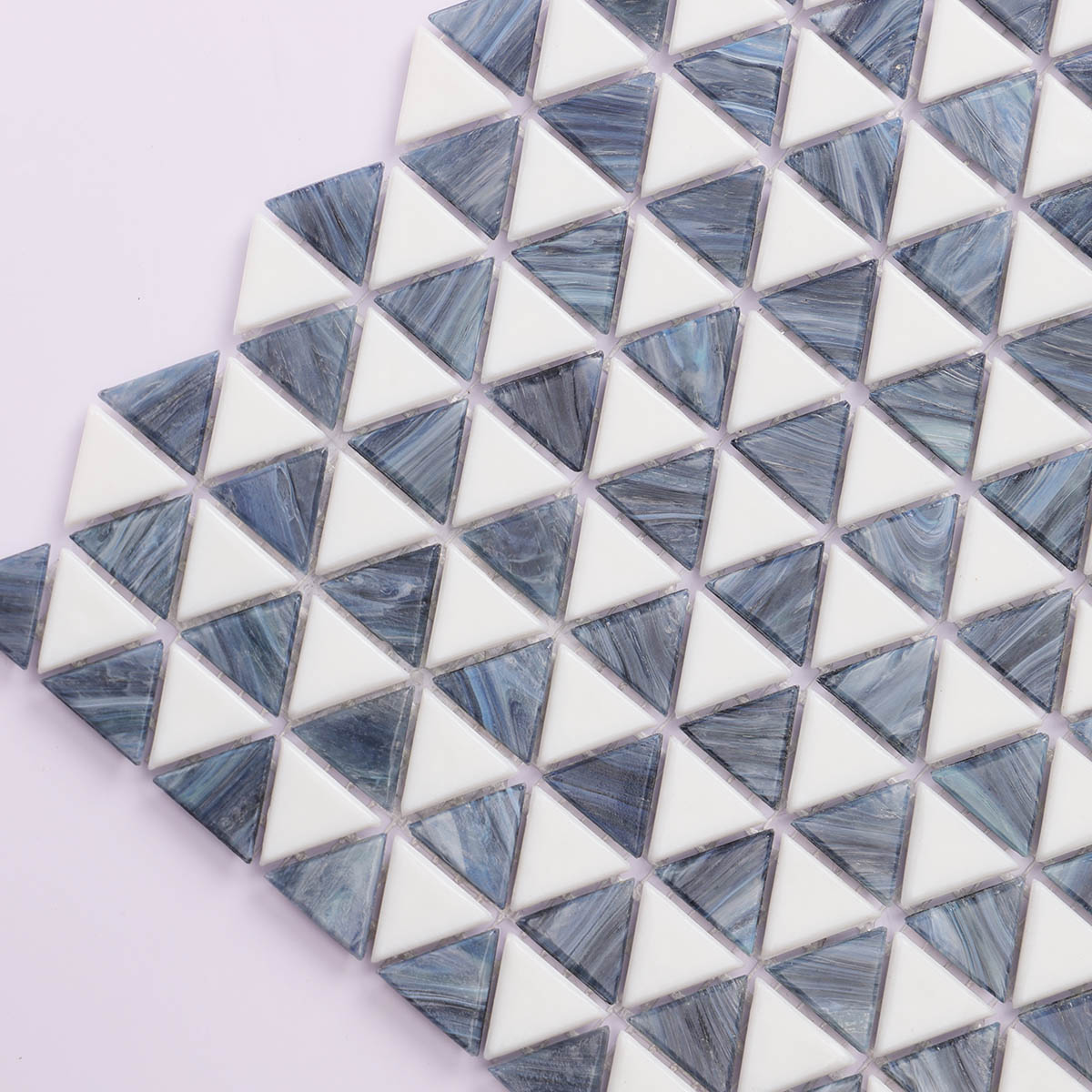 Deep Blue and White Triangle Fired Earth Glass Mosaic Bathroom Tiles