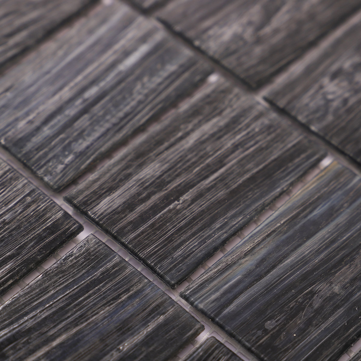 Midnight Gray Matte Glass Mosaic Subway Tile
