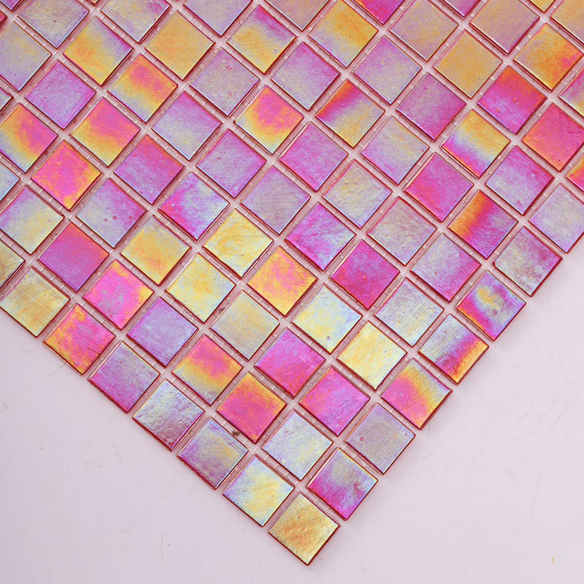 Watermelon Red Iridescent Glass Mosaic Tiles for Stylish Backsplashes-SAICINA TILES