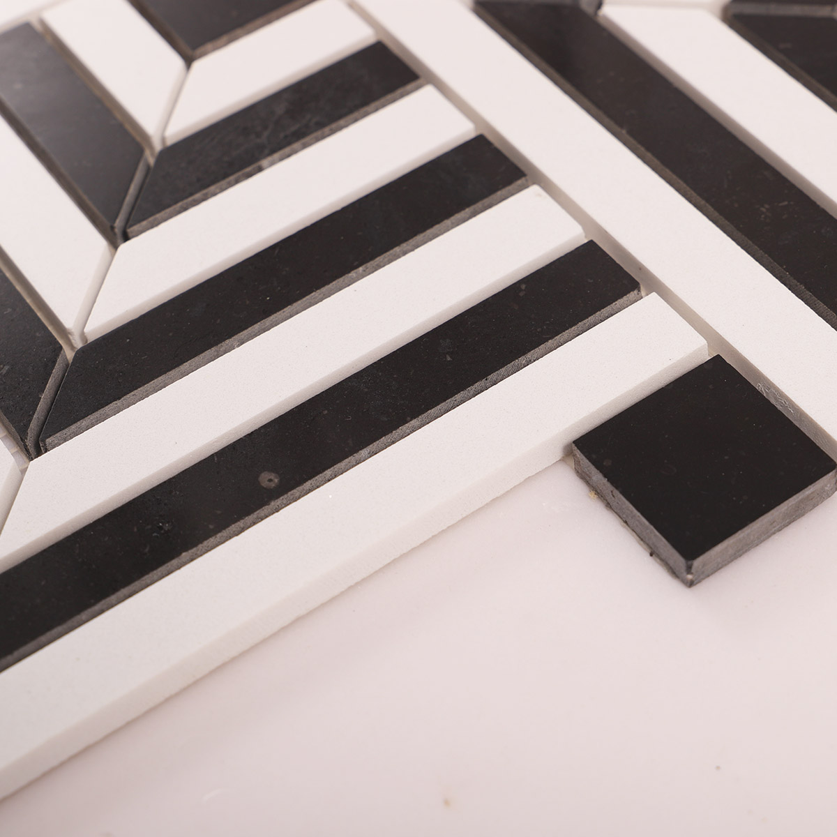 Polished Black and White Geometric Marble Mosaic Tiles-SAICINA TILES