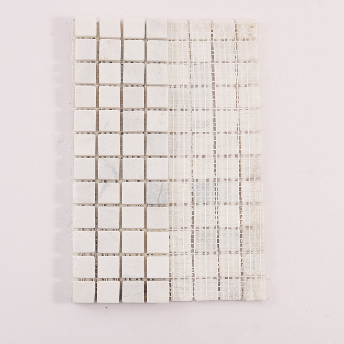 Folded back side of Thassos White Square Marble Mosaic Tiles