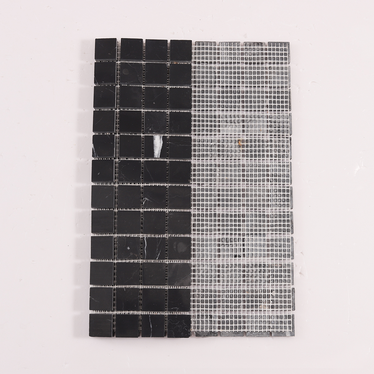 Back side of Nero Marquina Square Black Polished Marble Mosaic Tiles, folded