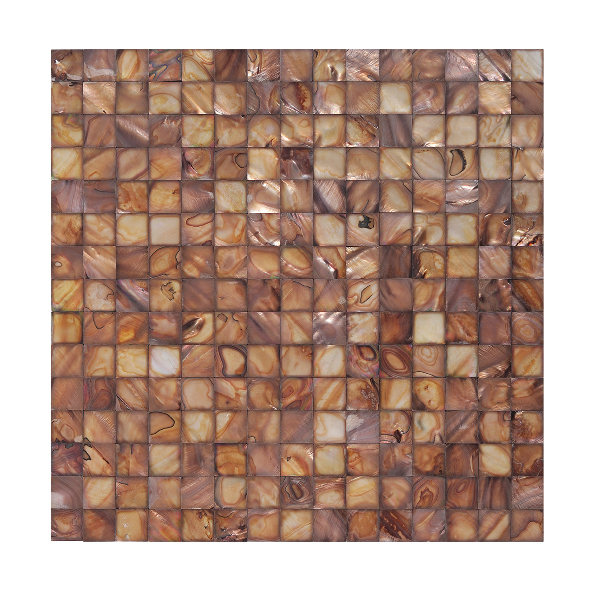 Front View of Brown Square Mother of Pearl Shell Mosaic Tile