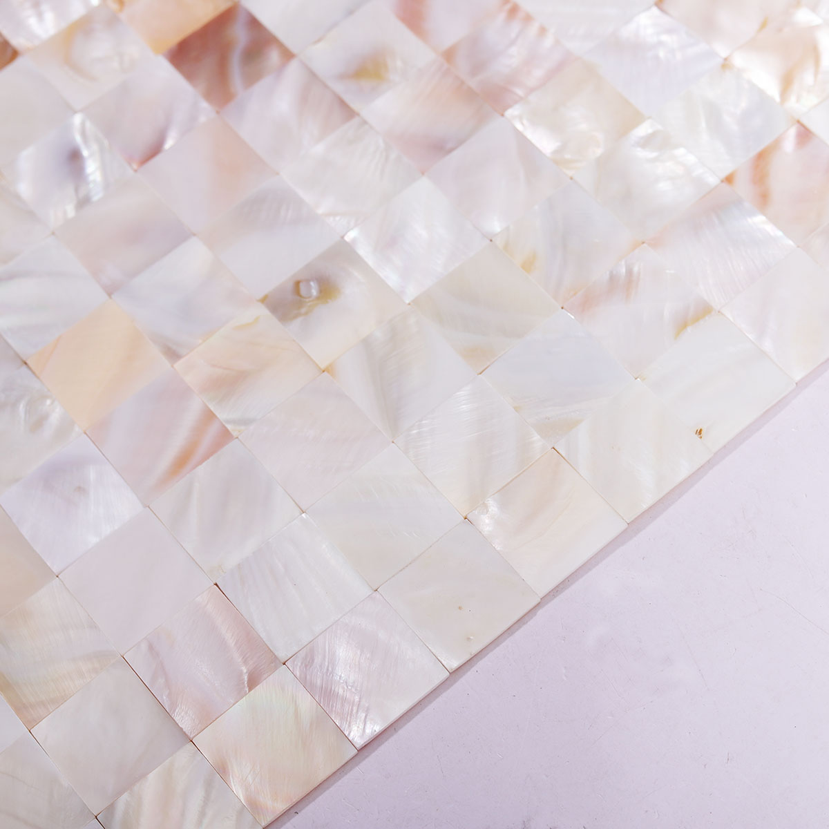 Side View Showing Thickness of Natural Seashell Mosaic Tile