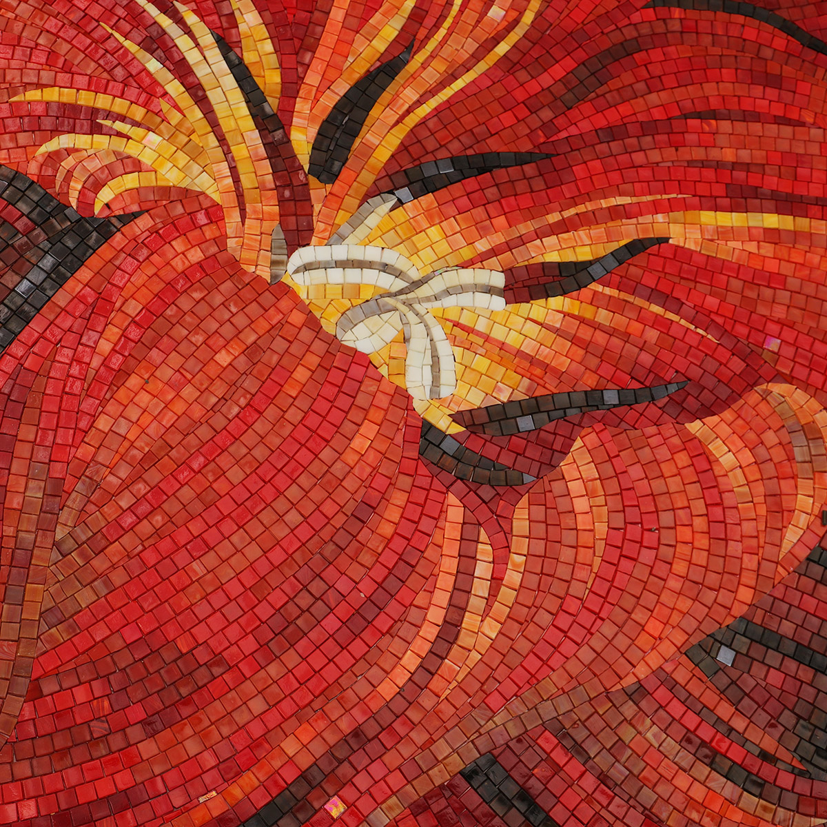 Close-up of Glass Mosaic Red Flower Pattern