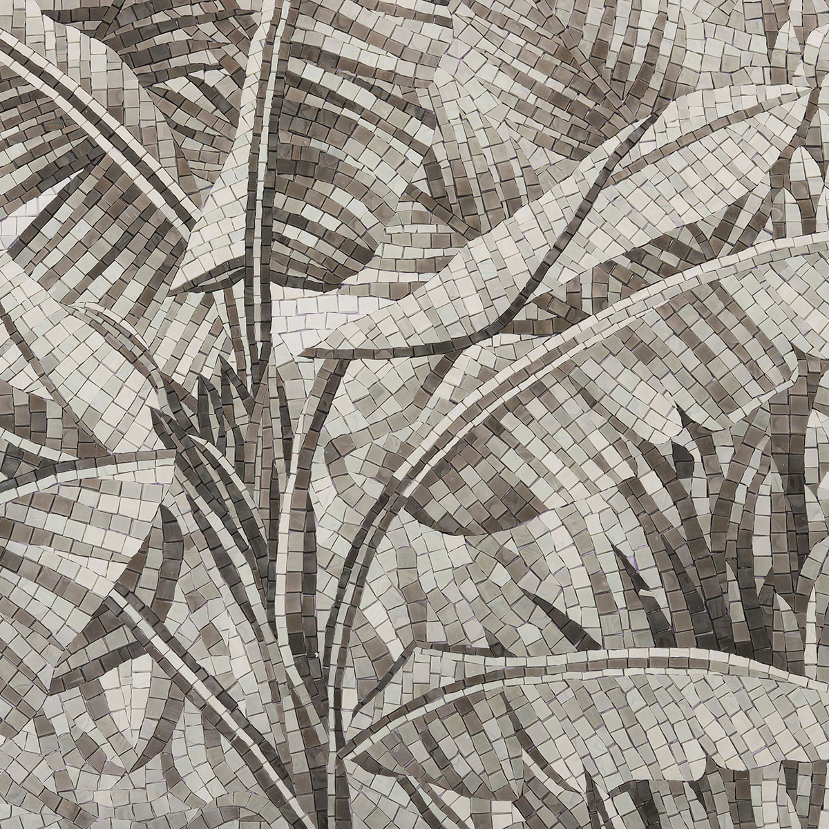 Intricate Coconut Tree Design in Glass Mosaic Tile