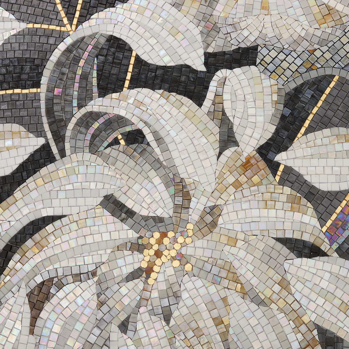 Detailed View of Custom Flower Mosaic Tile Pattern