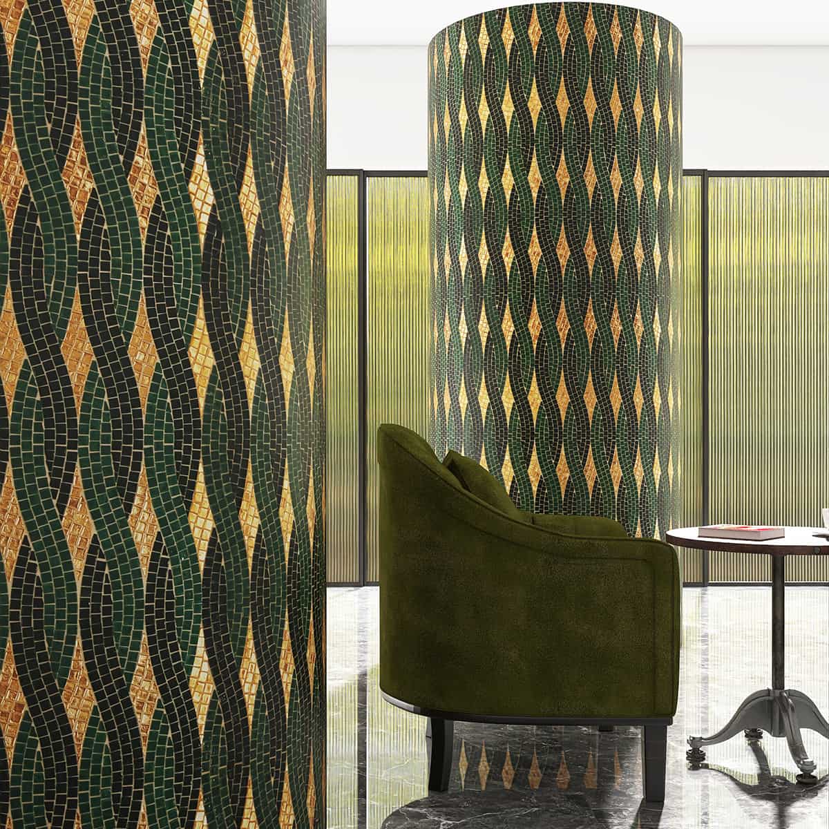 Green  Glass Mosaic Tile Designs and Murals