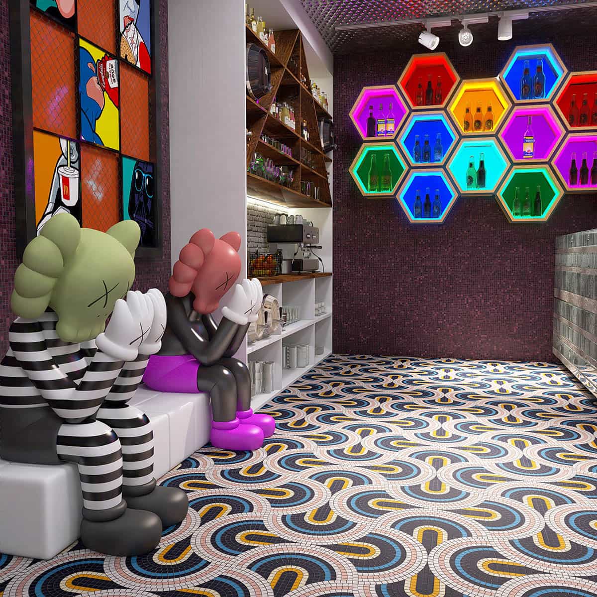 Glass Mosaic Tiling Art for Indoor and Outdoor Walls