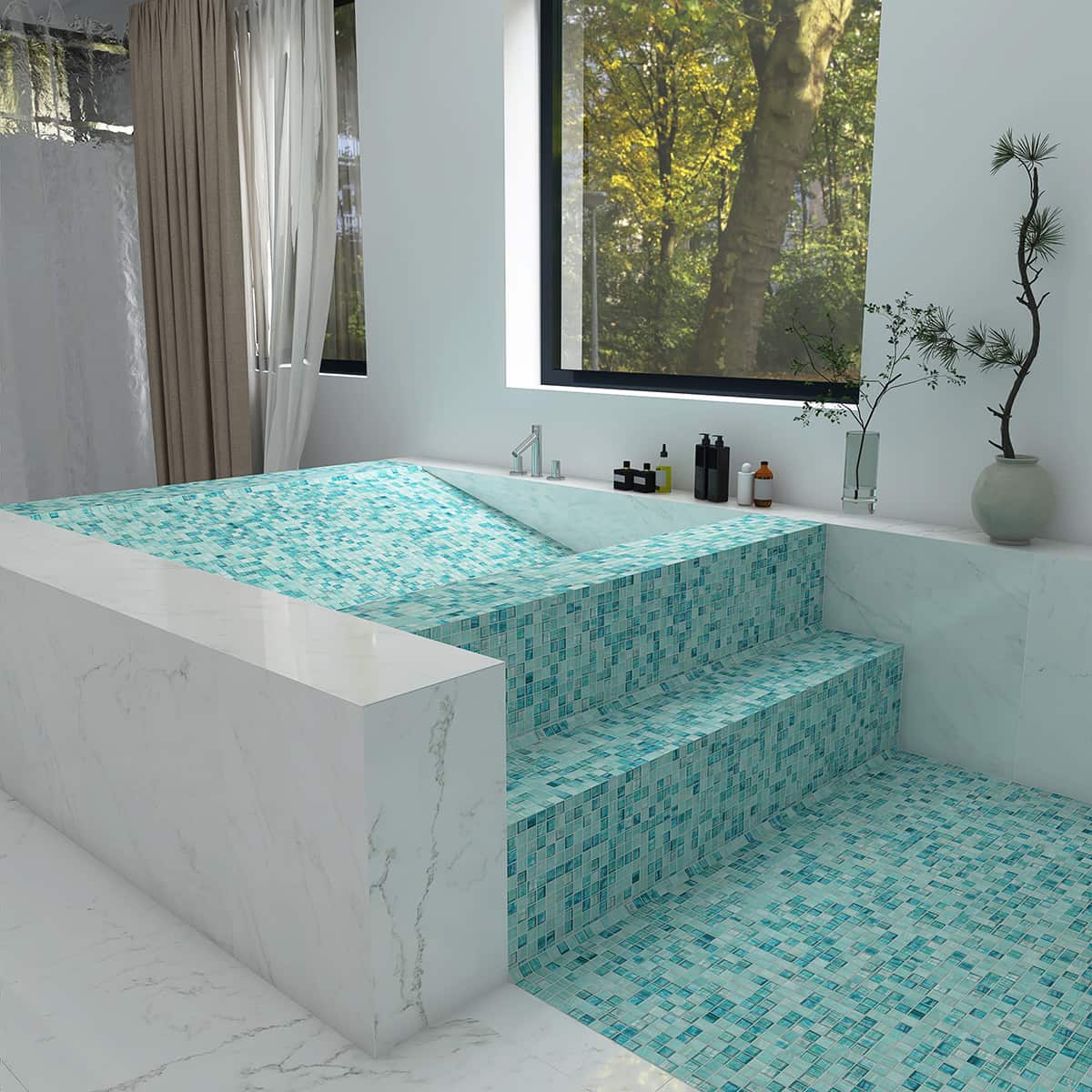 Translucence Bright Green  Glass Mosaic Pool Tile