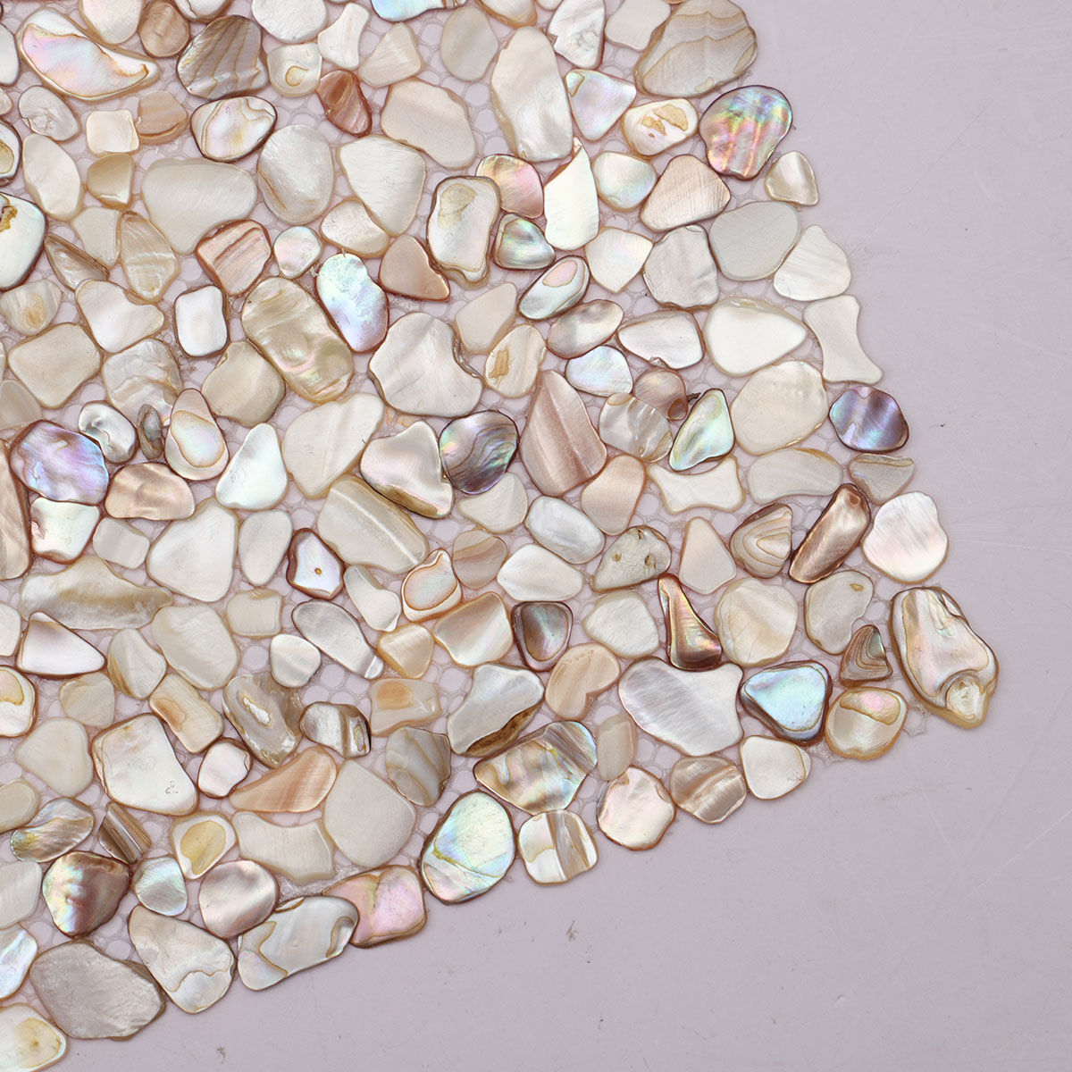 Mother of Pearl Random Tiny Pebble Mosaic Tiles Detail
