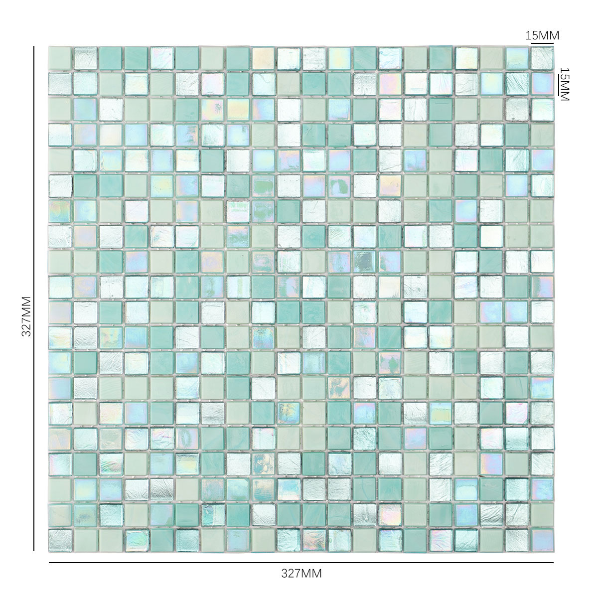 Green Blue Mixed Iridescent Glass Mosaic Tile 15mm*15mm size 