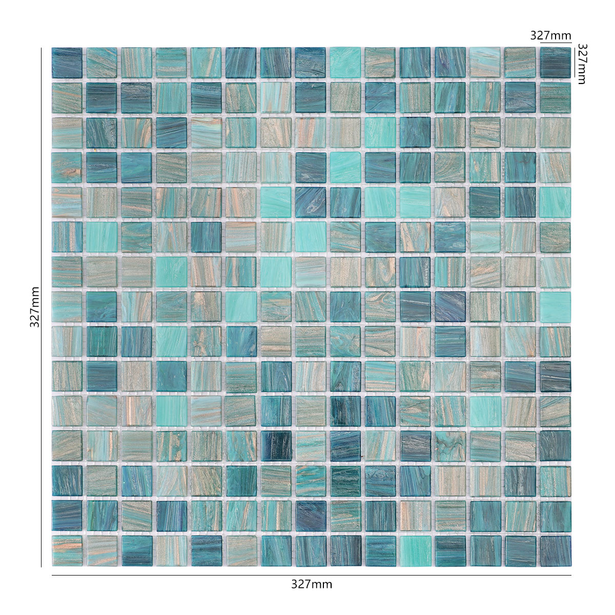 Blue Green Mixed Fired Erath Glass Mosaic Tiles 20mmX20mm Size