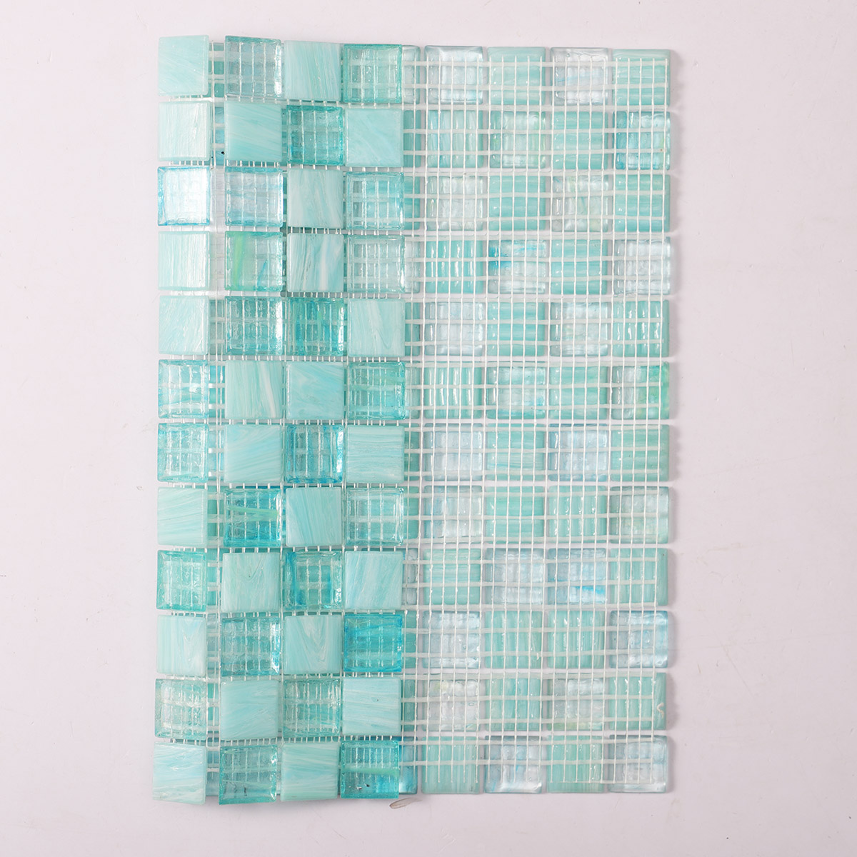 Elegant Icy Snowflake Blue Translucent Square Mosaic Pool Tiles