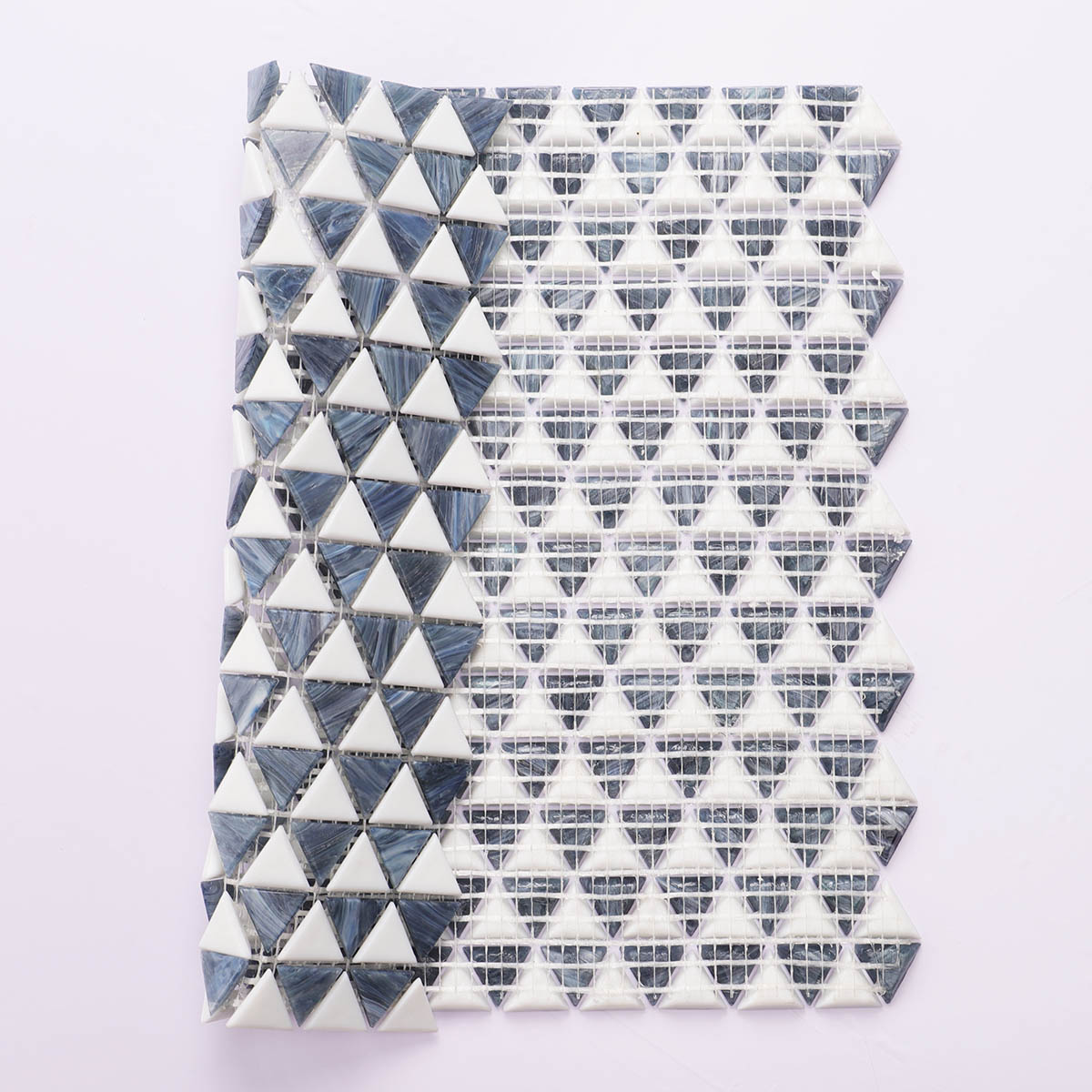 Deep Blue and White Triangle Fired Earth Glass Mosaic Bathroom Tiles