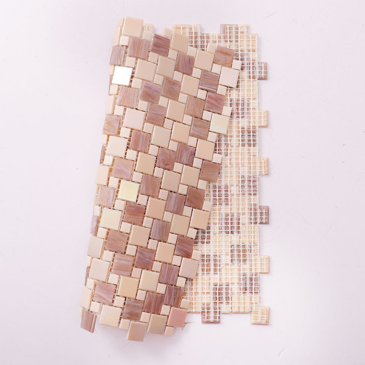 Glossy  Pearl Sheer Pink and Purple Glass Mosaic Tiles