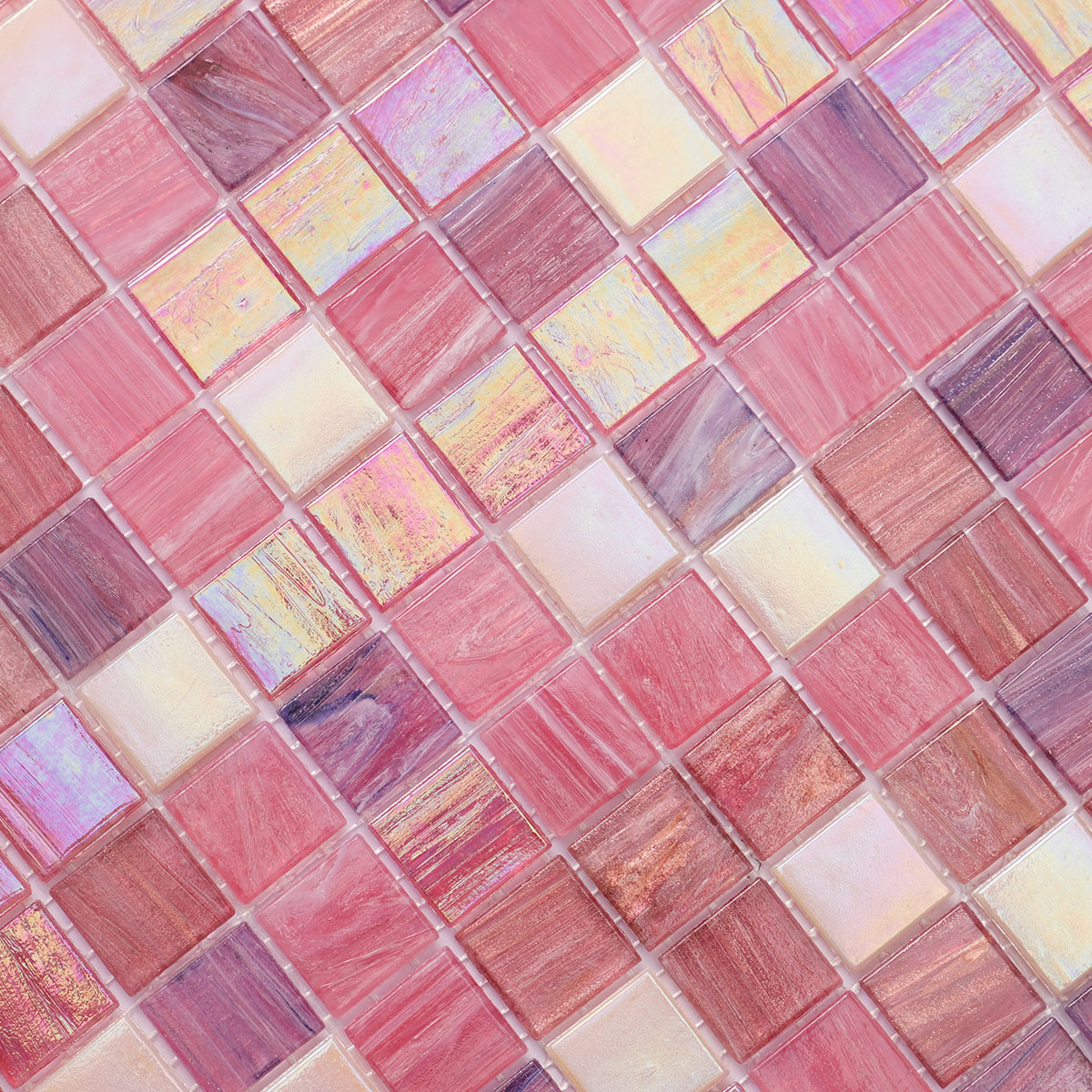 Purple & Pink  Iridescent Stained Glass Mosaic Tile-SAICINA TILES