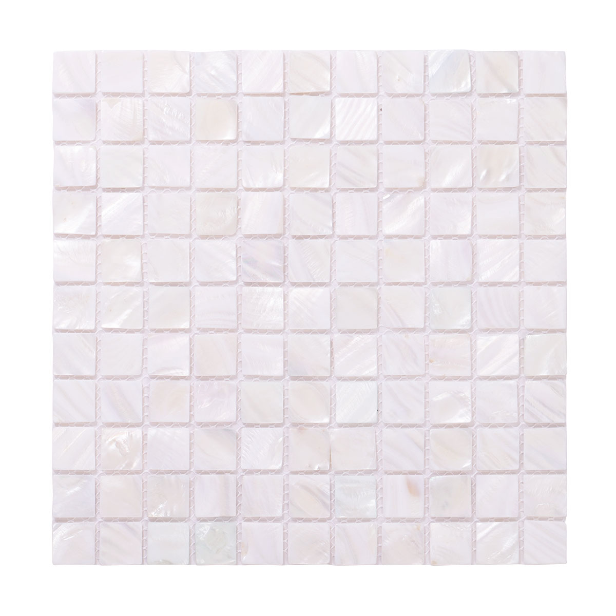 Front View of White Natural Shell Square Nacre Mosaic Tile