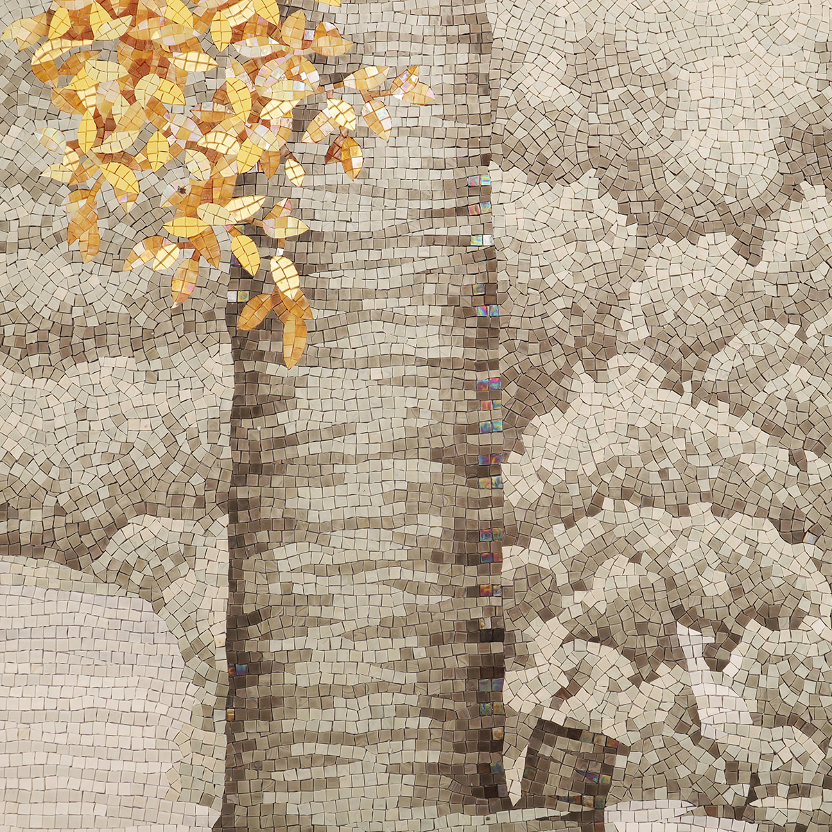 Fine Detail of Golden Tree Custom Glass Mosaic Artwork