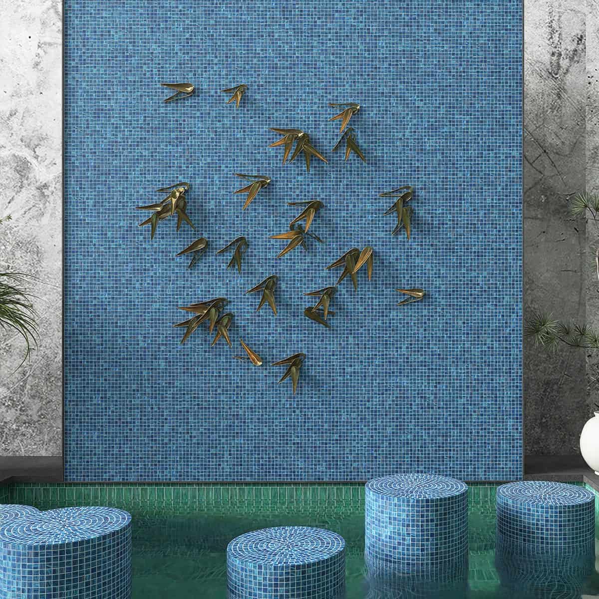 Mall Blue Glass Mosaic Tiles For Swmming Pool 