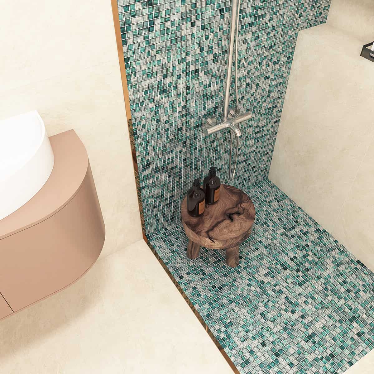 Amber Mineral Green Glass Mosaic Tile For Floor and Pool 