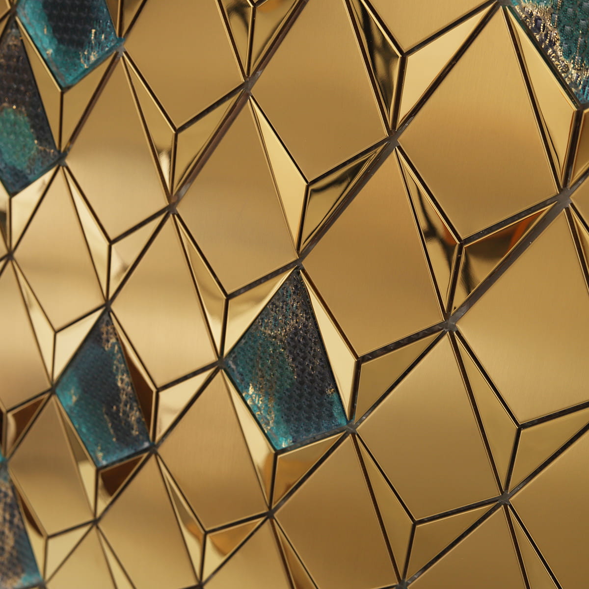Gold Diamond Stainless Steel and Textured Glass Mosaic Tiles