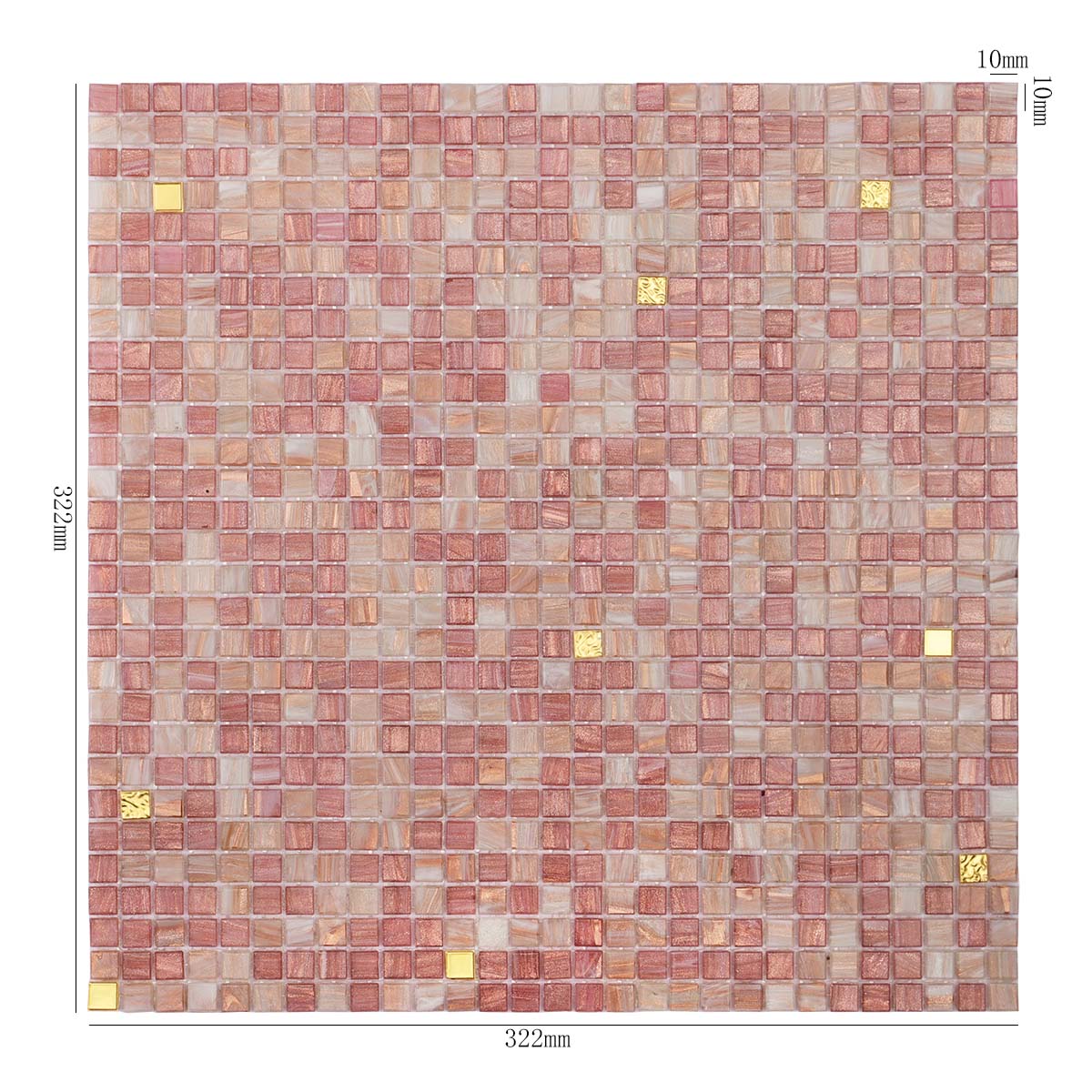 Pink Mixed 24K Gold Mini Micro Glass Mosaic Tiles 
