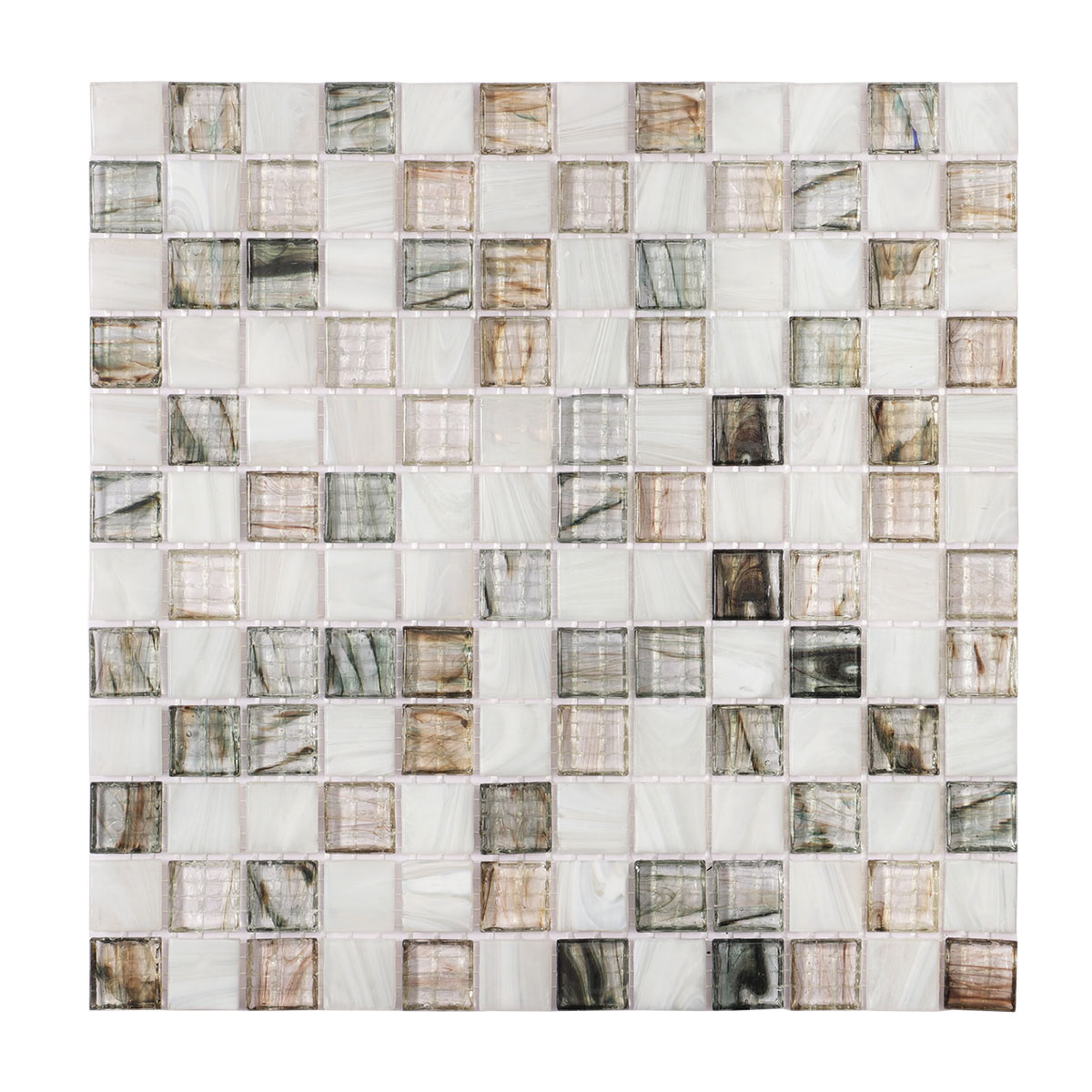 Amber Translucence White and Gray Glass Mosaic tile a sheet
