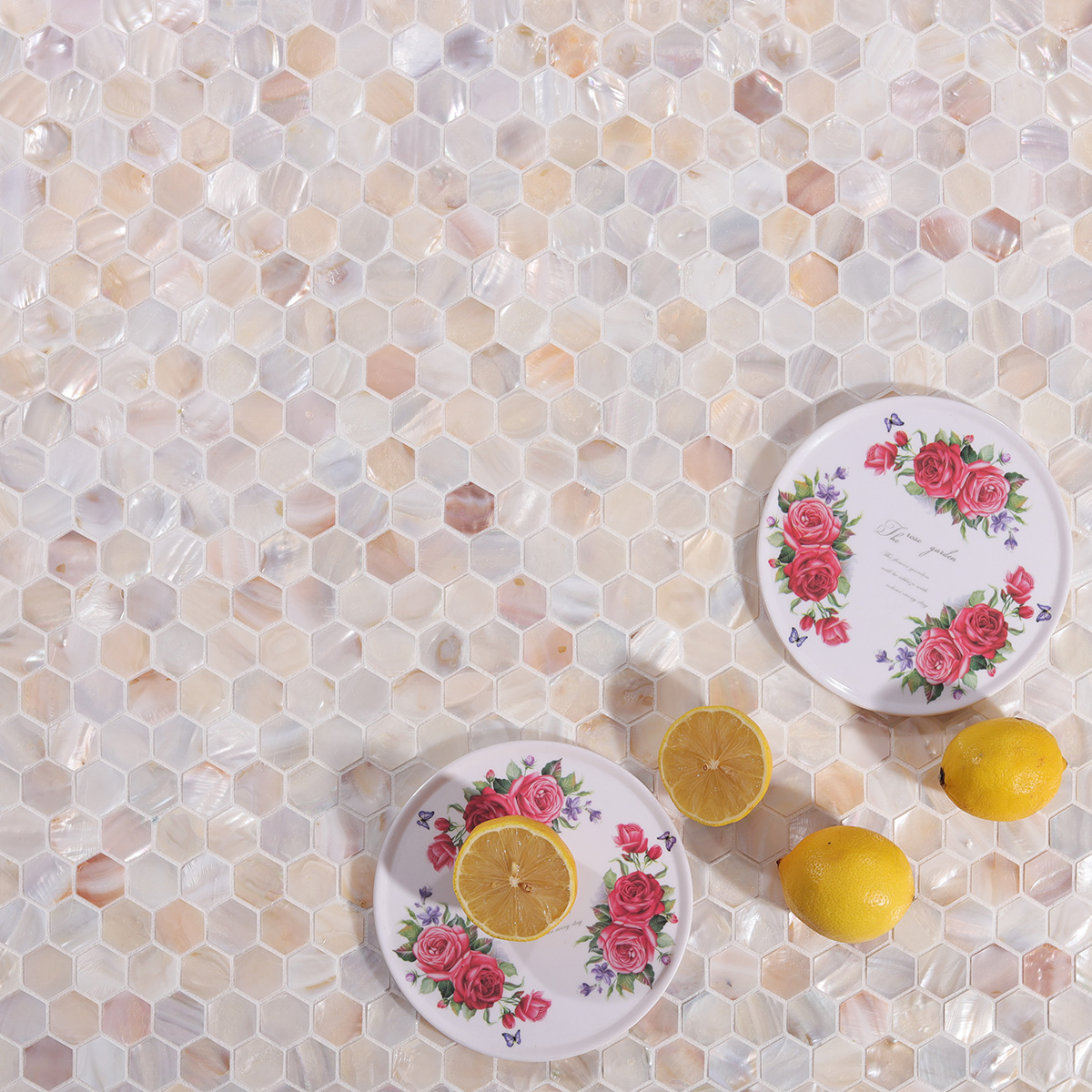 Natural Mother of Pearl Hexagon Mosaic Tiles
