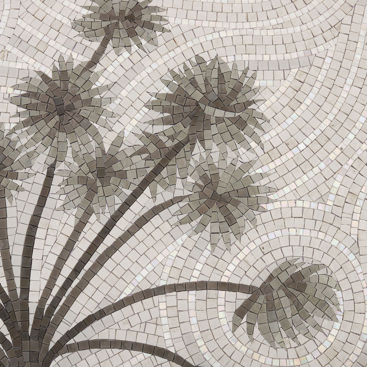 Fine Detail in Custom Coconut Tree Mosaic Art Tile