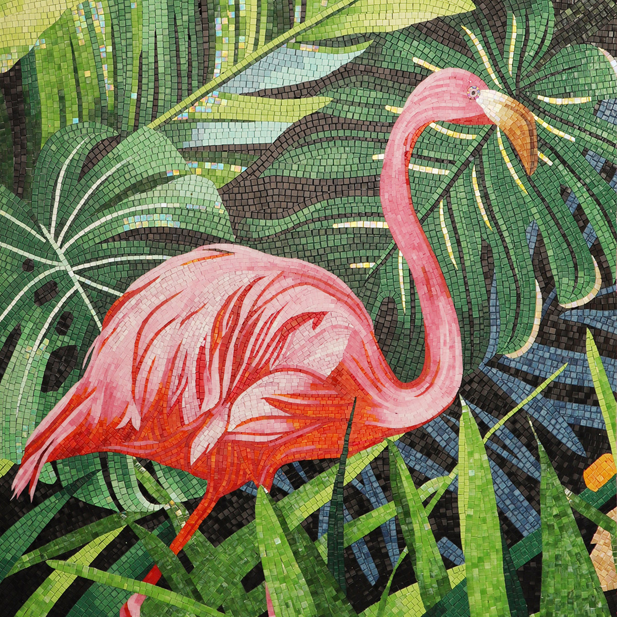 Detailed View of Flamingo Glass Mosaic Tile Pattern
