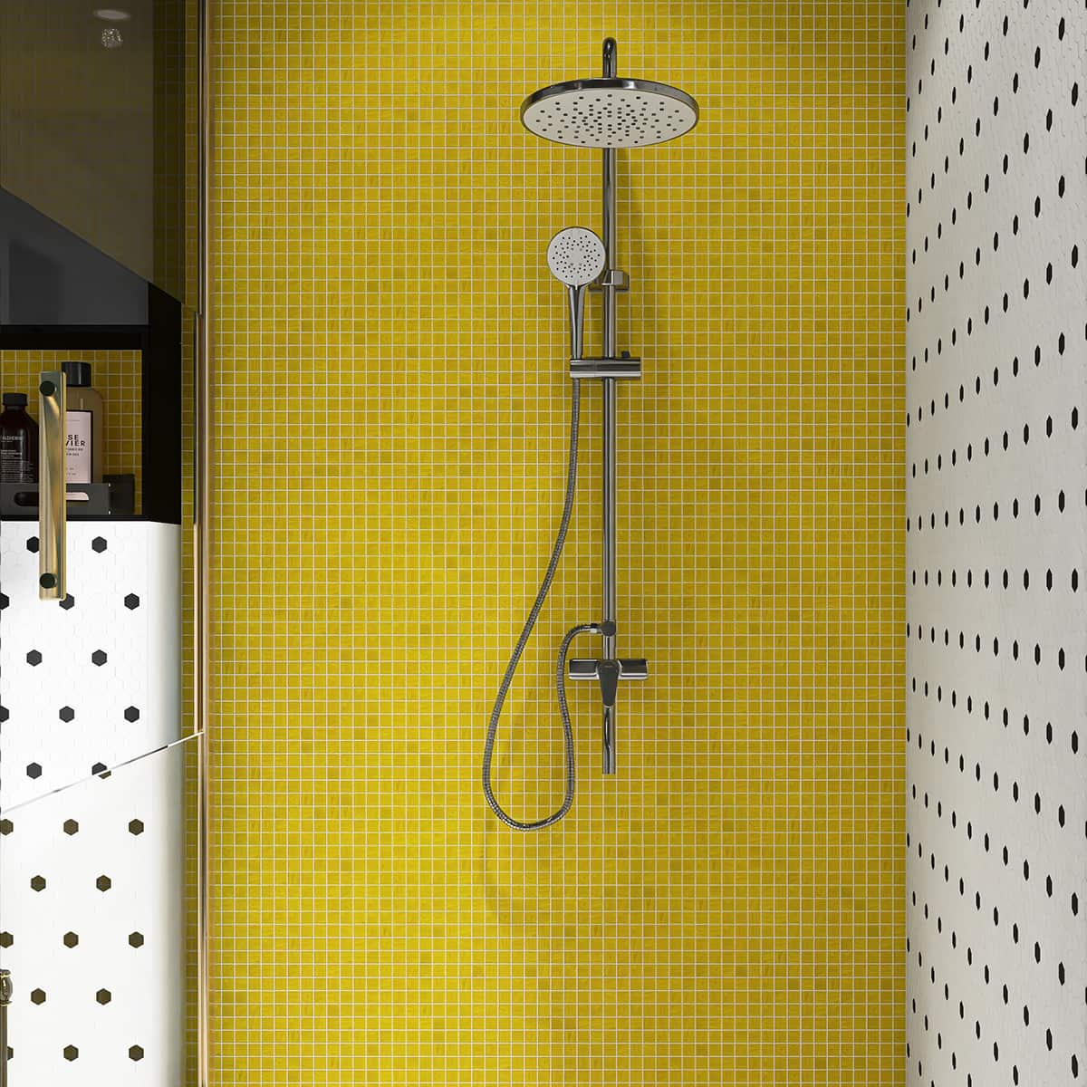 Lemon Yellow Uniform Square Glass Mosaic Bathroom Tiles