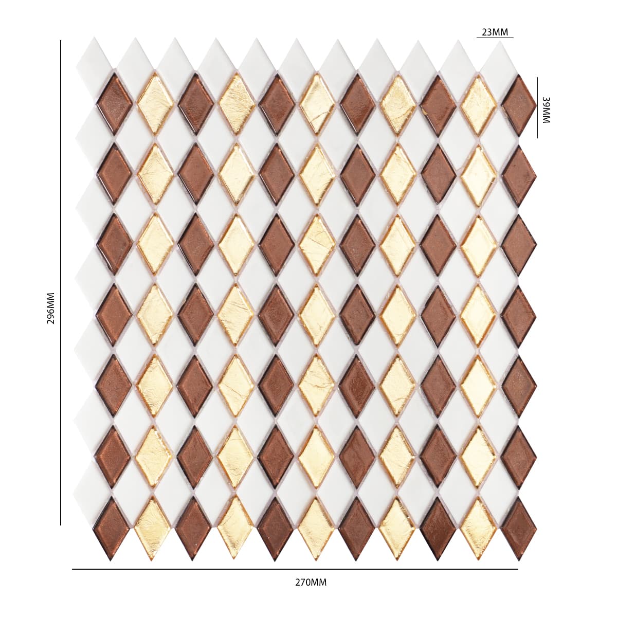 Gold&Brown Checkerboard Diamond Glass Mosaic Tiles 