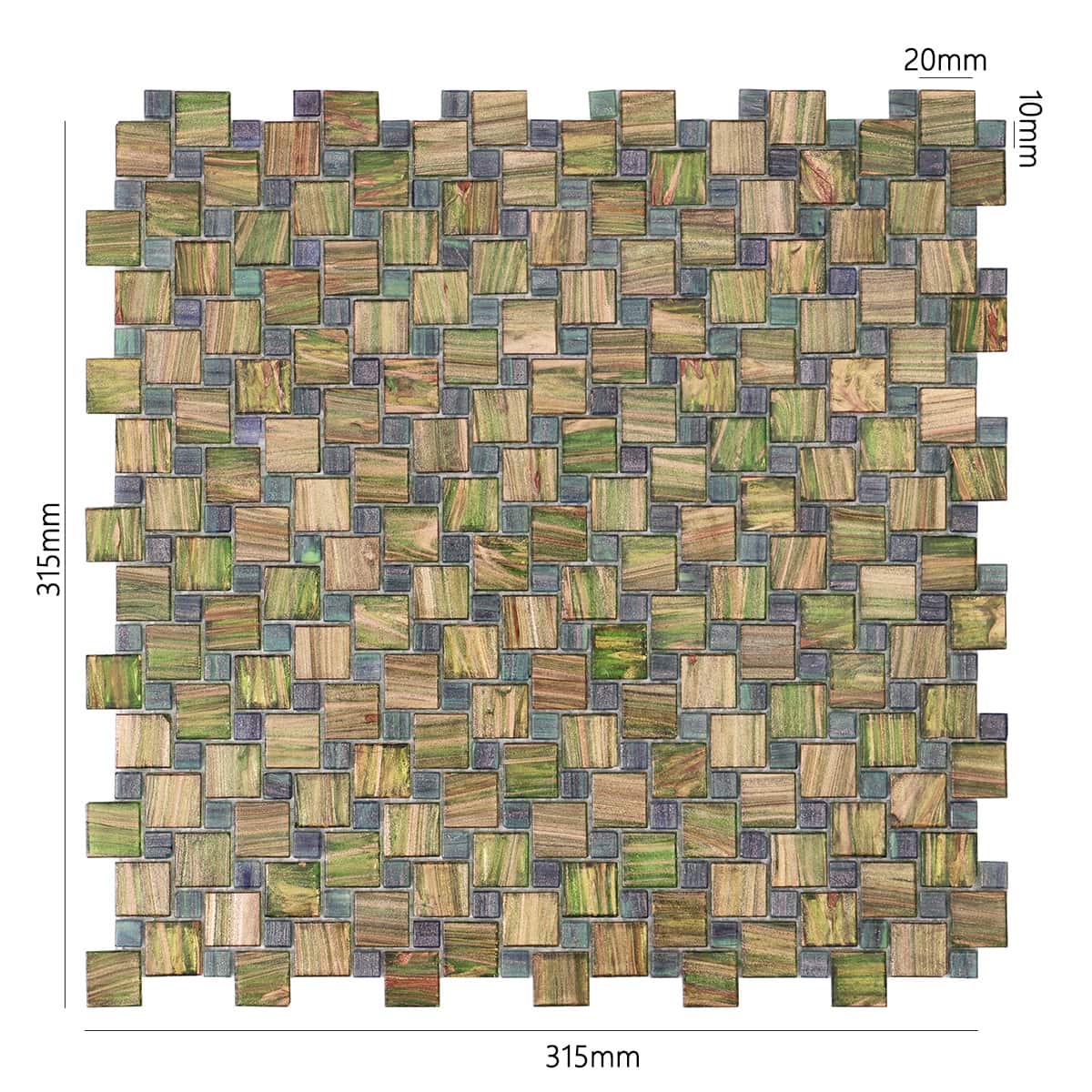 Olive Green Windmill Pattern Glass Mosaic Tiles