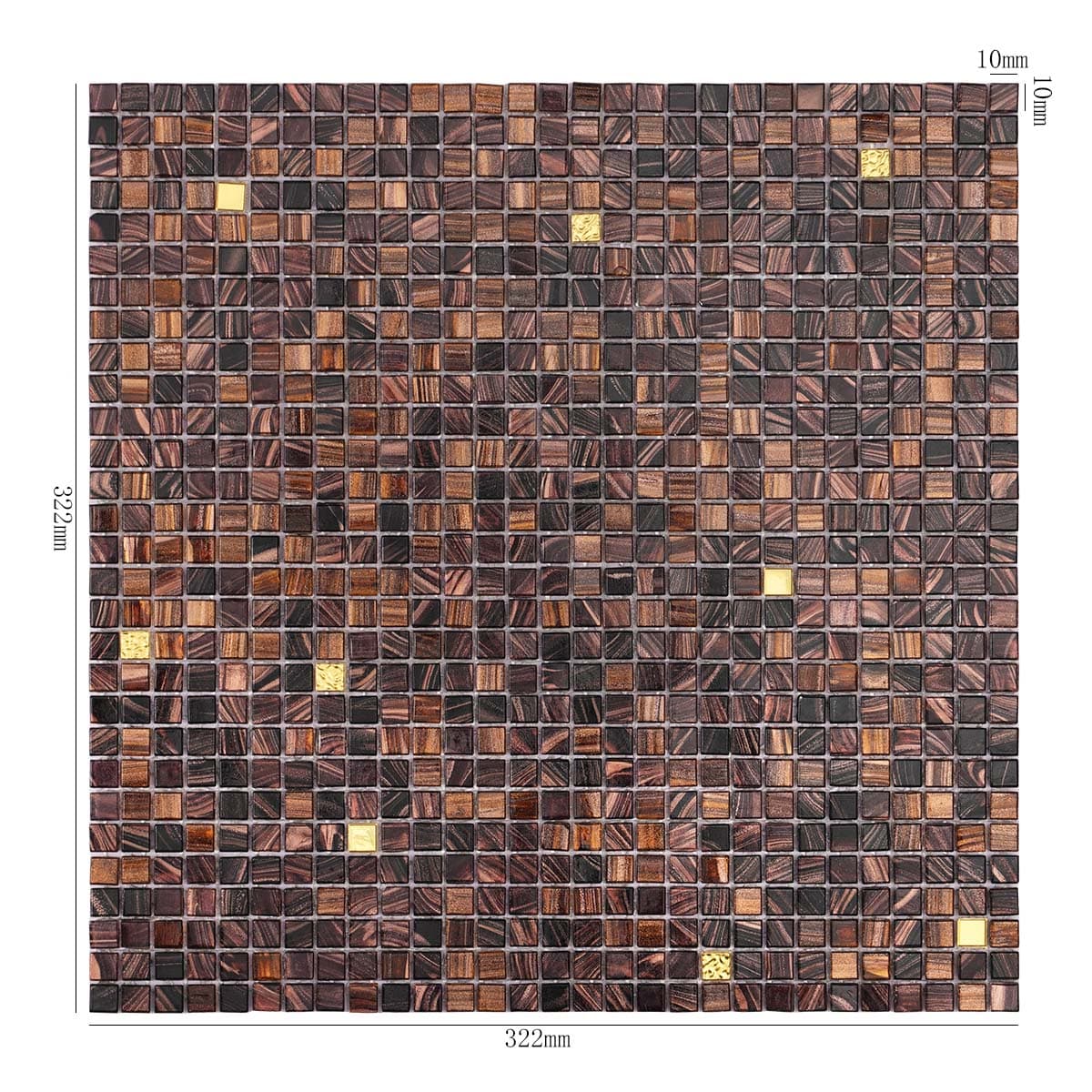 Brown Mixed Mini Gold Glass Square Mosaic Tiles 