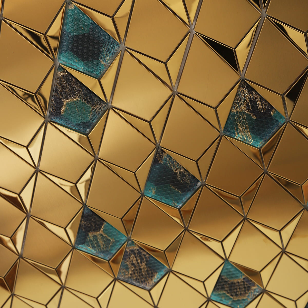 Gold Diamond Stainless Steel and Textured Glass Mosaic Tiles