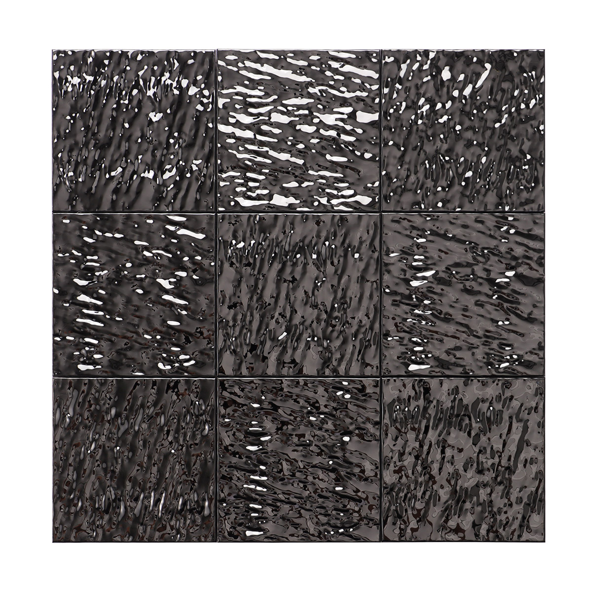 Black Metallic Wavy 3D Stainless Steel Large Mosaic Tiles 