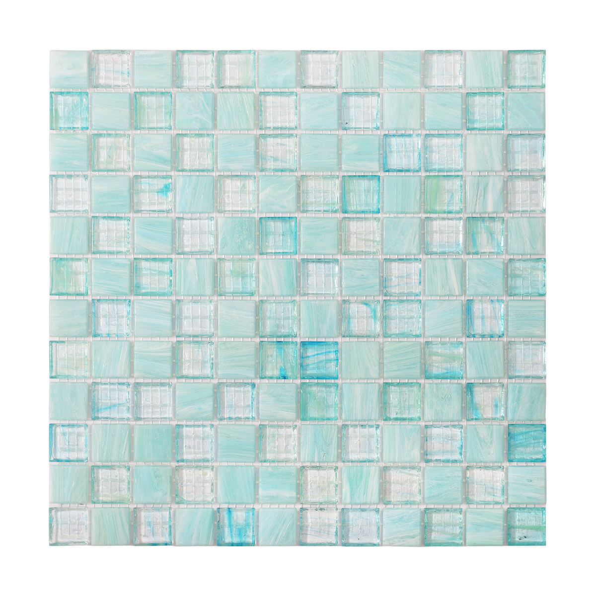 Elegant Icy Snowflake Blue Translucent Square Mosaic Pool Tiles