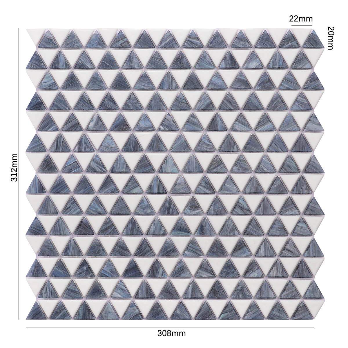 Deep Blue and White Triangle Fired Earth Glass Mosaic Bathroom Tiles