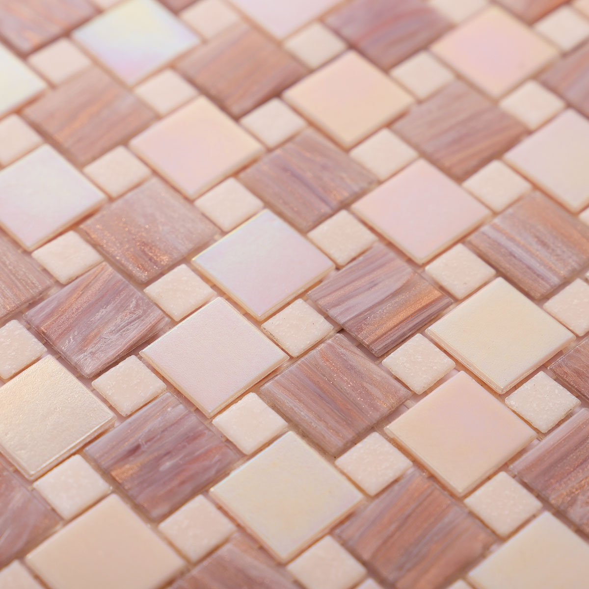 Glossy  Pearl Sheer Pink and Purple Glass Mosaic Tiles