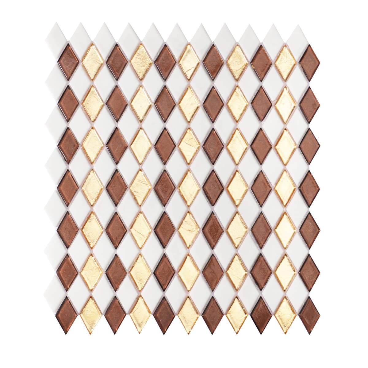 Gold&Brown Checkerboard Diamond Glass Mosaic Tiles 