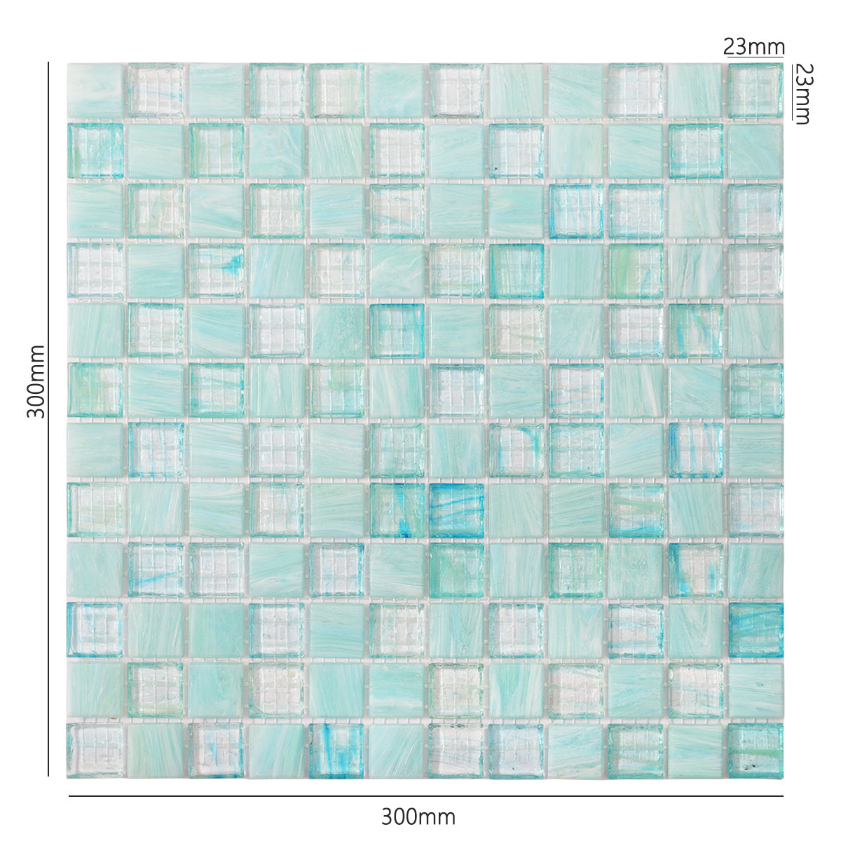 Elegant Icy Snowflake Blue Translucent Square Mosaic Pool Tiles