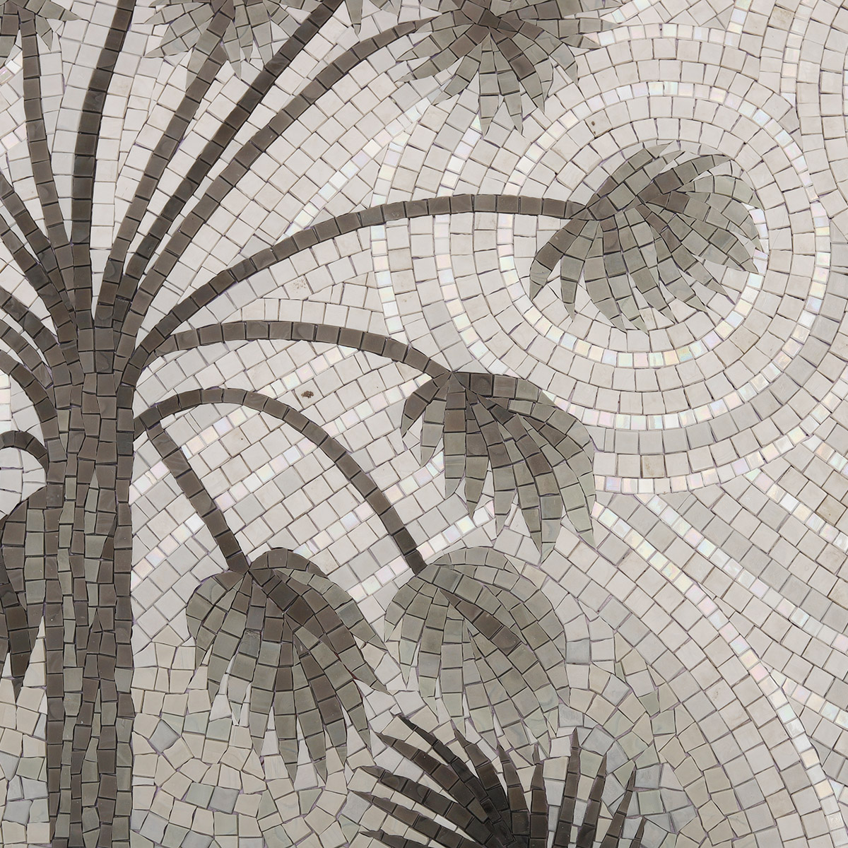 Detailed Textures in Coconut Tree Mosaic Art Tile