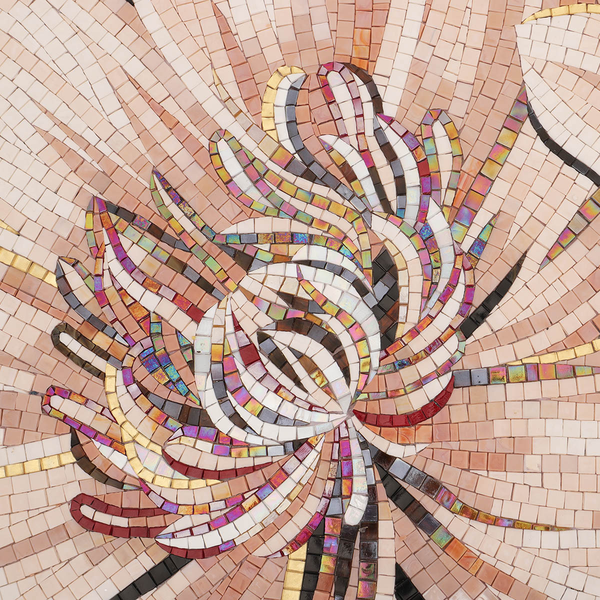 Fine Textures in Floral Pattern Mosaic Tile Artwork